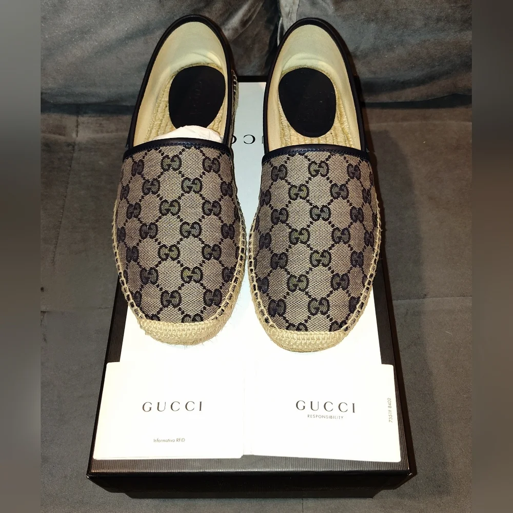 EUC GUCCI MEN'S GG CANVAS ESPADRILLES SIZE 7